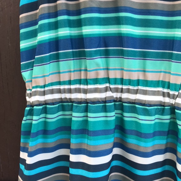 LOFT green and blue striped dress - Picture 2 of 7